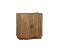 sweeek - Buffet Exotique 2 Portes. Effet Bois de manguier rainuré. Buffet Haut. vaisselier. poignées en métal doré. L 80 x P 40 x H 85cm
