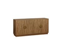 sweeek Buffet exotique 4 portes effet bois de manguier rainuré buffet bas poignées en métal doré L 160 x P 40 x H 75cm Manguier