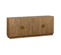 sweeek - Buffet Exotique 4 Portes. Effet Bois de manguier rainuré. Buffet Bas. poignées en métal doré. L 180 x P 40 x H 75cm