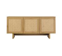 Buffet finition bois clair chêne et cannage rotin 3 portes L160 cm HERA
