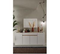 Buffet avec 4 portes et 1 tiroir - Blanc et Naturel - EMORA