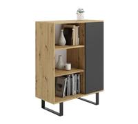 Buffet fondi - chêne artisan et noir, piètement métal