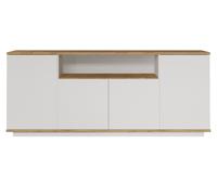 Buffet avec 4 portes et 1 étagère - Blanc et naturel - LOTULA