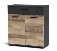 Buffet gain de place style industriel Bernardo L80cm Chêne clair et gris