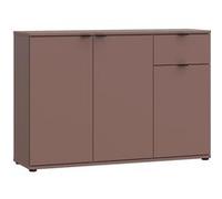 Casa Vital Ganymede 231 Commode 120 x 34 x 82 cm, 2 armoires intérieures avec étagères, 1 tiroir, portes battantes, pieds en plastique noirs (terre cuite)
