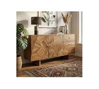 Buffet géométrique 2 portes 3 tiroirs 150x45x75 cm en bois d'acacia
