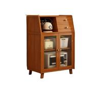 Buffet Grande capacité, avec tiroirs et Portes Transparentes, Meuble de Rangement réglable en Bois Massif, idéal for Les Salons et Les couloirs.(68x95x32cm)