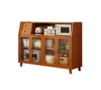 Buffet Grande capacité, avec tiroirs et Portes Transparentes, Meuble de Rangement réglable en Bois Massif, idéal for Les Salons et Les couloirs.(130x95x32cm)