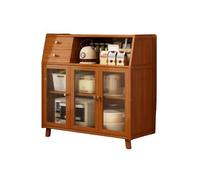 Buffet Grande capacité, avec tiroirs et Portes Transparentes, Meuble de Rangement réglable en Bois Massif, idéal for Les Salons et Les couloirs.(100x95x32cm)