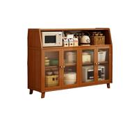 Buffet Grande capacité, Meuble de Rangement réglable en Bois Massif, équipé de Pieds allongés et de Portes Transparentes, idéal for et l'entrée.(130x95x32cm)