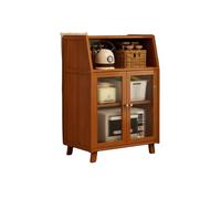 Buffet Grande capacité, Meuble de Rangement réglable en Bois Massif, équipé de Pieds allongés et de Portes Transparentes, idéal for et l'entrée.(68x95x32cm)