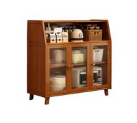 Buffet Grande capacité, Meuble de Rangement réglable en Bois Massif, équipé de Pieds allongés et de Portes Transparentes, idéal for et l'entrée.(100x95x32cm)