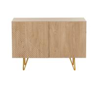 Buffet design gravé finition bois clair chêne et métal doré 2 portes L107 cm OZEN