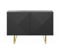 Buffet design gravé noir et métal doré 2 portes L107 cm OZEN