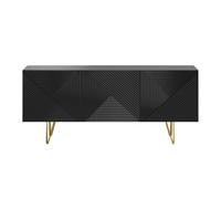 Buffet design gravé noir et métal doré 3 portes L160 cm OZEN