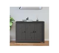 Vidaxl Buffet Gris 100x35x74 Cm Bois Massif De Pin Marron