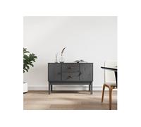 Buffet Haut Armoire Latérale Rangement Salon Gris Bois Massif de Pin vidaXL