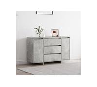 Buffet Bas - vidaXL - Gris Béton - 3 Tiroirs - 2 Cabinets - Bois d'Ingénierie