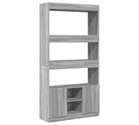 Buffet gris sonoma 92 x 33 x 180 cm bois multicouche | Meuble bas avec portes, surface lisse, dispositif de fixation murale, utilisation comme bibliothèque ou étagère