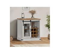 Buffet HALDEN porte coulissante blanc 80x40x80 cm bois massif