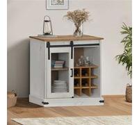 vidaXL Buffet HALDEN armoire de rangement porte coulissante bois massif blanc 80x40x80 cm