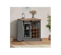 Buffet HALDEN porte coulissante gris 80x40x80 cm bois massif