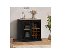 vidaXL Buffet Halden Porte coulissante Noir 80x40x80 cm Bois Massif, Armoire de Rangement, Armoire de Rangement de Cuisine, Armoire de Rangement de Salon