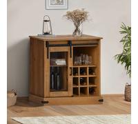 Buffet HALDEN porte coulissante noir 80x40x80 cm bois massif vidaXL