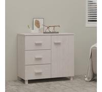 vidaXL Buffet en bois HAMAR Blanc 90x40x80 cm 1 porte 3 tiroirs Bois massif de pin