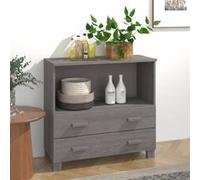 Buffet HAMAR 85x35x80 cm Bois Massif de Pin Meuble de Rangement Multicolore vida