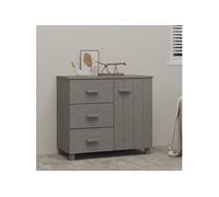 Buffet HAMAR Gris clair 90x40x80 cm Bois massif de pin340431