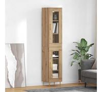 Buffet Haut 2 pièces chêne Artisanal avec Verre, Meuble de Rangement Cube Storage Organizer élégant pour Salon et Salle à Manger, étagères Pratiques pour Livres et décoration esthétique