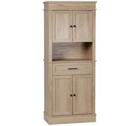 HOMCOM Armoire de Cuisine Buffet Cuisine vaisselier Meuble de Rangement Style Moderne avec placards, étagères réglables, tiroir, et Niche, pour Salle à Manger, Salon, 74 x 39,5 x 183 cm, chêne Clair
