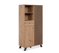 Buffet haut 2 portes 1 tiroir coloris chêne/anthracite Medan - Naturel -