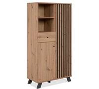 Buffet haut 2 portes 1 tiroir coloris chêne/anthracite Medan - Naturel -