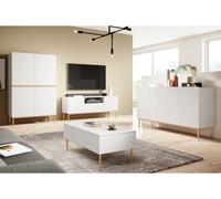 Buffet haut 2 portes 100 cm KASHA Pieds or blanc BOBOCHIC Blanc