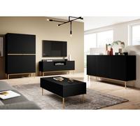 Buffet haut 2 portes 100 cm KASHA Pieds or noir BOBOCHIC Noir