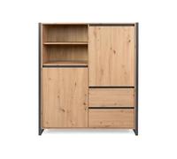 Vitrine de style industriel 2 portes, 2 tiroirs Denver