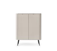 Buffet haut 2 portes 6 étagères pieds métal noir 105 cm - IRIS