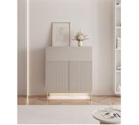 Buffet haut 2 portes avec abattant et LED - LINEARIS - 92 cm - gris cachemire