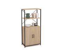 IDMarket - Buffet Haut 2 Portes H. 125 cm Detroit avec étagères Design Industriel