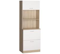 HOMCOM Buffet de Cuisine Armoire de Cuisine Multi-rangements 2 tiroirs 1 Placard + Grand Plateau 60 x 38 x 168 cm MDF Blanc