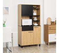 HomCom Buffet de cuisine – 1 tiroir, 3 placards, 4 niches, passe-câbles, Hauteur 180 cm