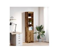 Buffet haut 37,5x35x180 cm vieux bois bois d ingénierie