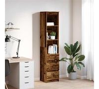 vidaXL Buffet haut 37,5x35x180 cm en bois d'ingénierie blanc