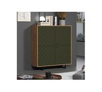 Buffet haut 4 portes 136x124x40 cm décor chêne et vert - RYA