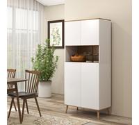 HOMCOM Buffet de Cuisine Armoire de Cuisine 2 placards avec Porte étagères réglables Niche Centrale 2 Passe-câbles - 80 x 40 x 178 cm Blanc