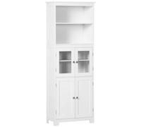 HOMCOM Armoire de cuisine buffet 4 portes dont 2 portes vitrées H162 cm avec étagères réglables - MDF - blanc