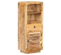 Buffet haut 45 x 32 x 110 cm, en bois de manguier rugueux, style vintage, avec porte, tiroir et deux étagères, meuble robuste pour salon, cuisine, bureau
