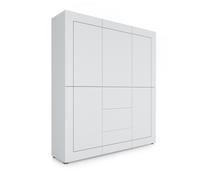 Buffet haut 5 portes/3 tiroirs 150x35x165 cm Elios blanc brillant